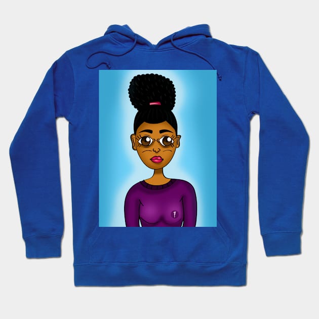 cute black girl digital art Hoodie by Spinkly Creations 